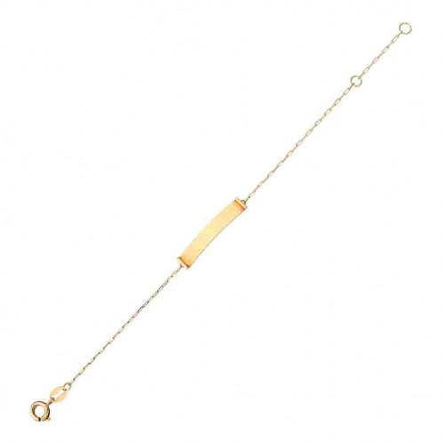 Pulseira de ouro infantil placa elo cartier