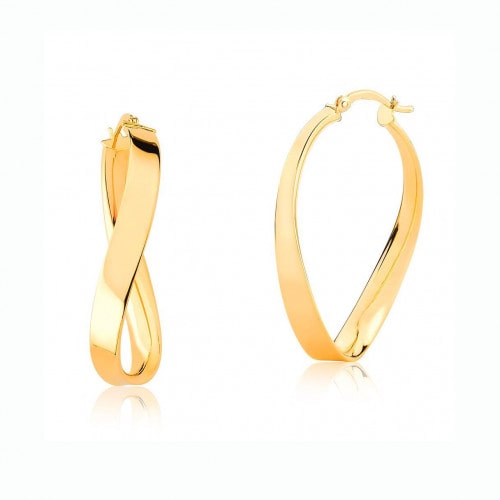 Brinco argola torcida de ouro amarelo 18k