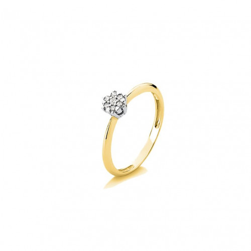 Anel de ouro amarelo 18k florzinha com Diamantes