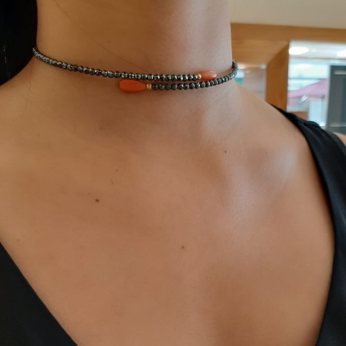 Choker gemas naturais coral