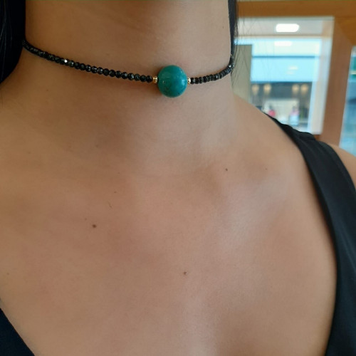 Choker gemas naturais turquesa central