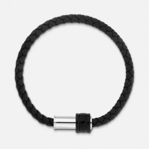 Pulseira Montblanc em Couro Preto trançado 