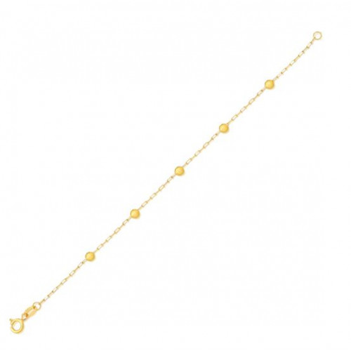 Pulseira infantil de ouro amarelo 18k de bolinhas