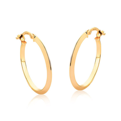 Brinco argola oval em ouro amarelo 18k