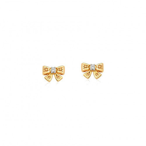 Brinco infantil de ouro amarelo 18k com 0,02 ct de Diamantes