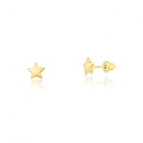 Brinco de ouro 18k estrela 