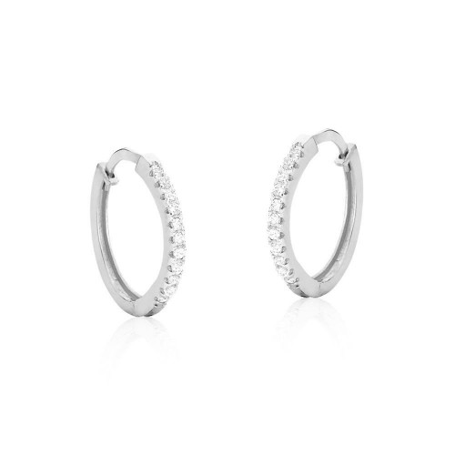 Brinco argola de ouro branco com Diamantes - 18k