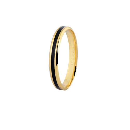 Aliança de ouro 18k com friso preto (4mm)