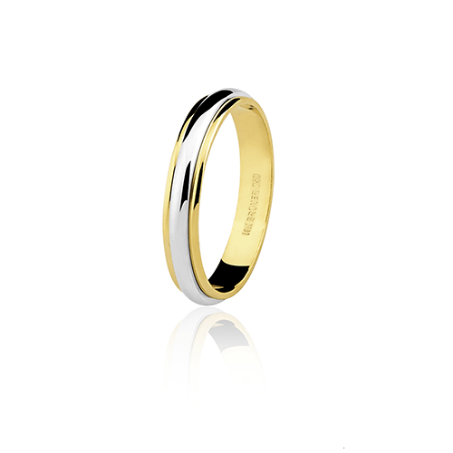 Aliança de ouro 18k bodas prata (3.5mm)