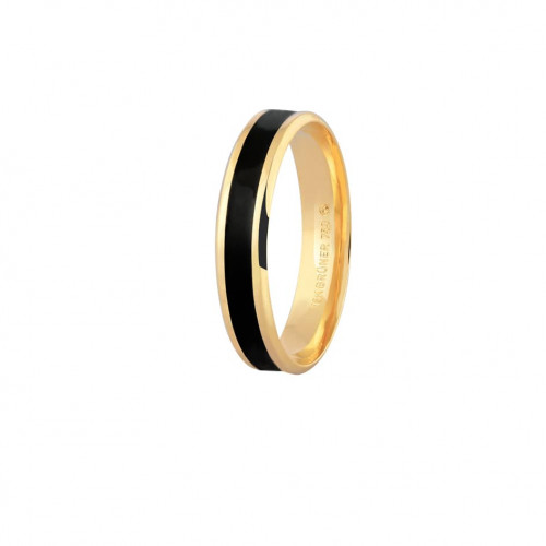 Aliança de ouro 18k com friso preto (6mm)