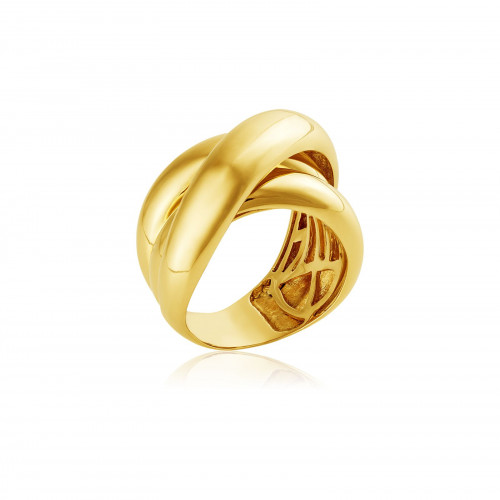 Anel de ouro amarelo com aros entrelaçados - 18K