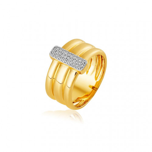 Anel de ouro amarelo 18k com 0,12 ct de Diamante