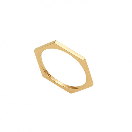 Anel de ouro amarelo 18k hexagonal 