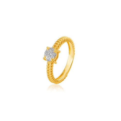 Anel de ouro amarelo 18k com 0,044 ct de Diamantes