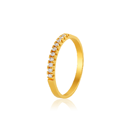 Anel meia aliança de ouro 18k zircônias