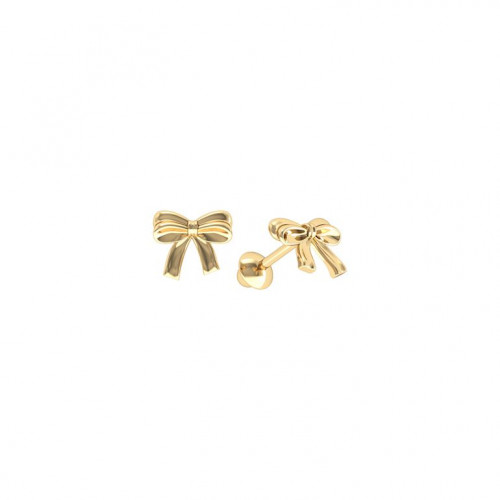 Brinco infantil de ouro amarelo 18k lacinho