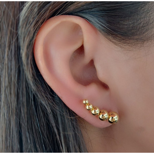 Brinco de ouro 18k earcuff bola