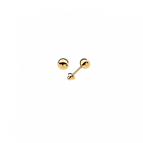 Brinco infantil de ouro amarelo 18k bolinha 4mm