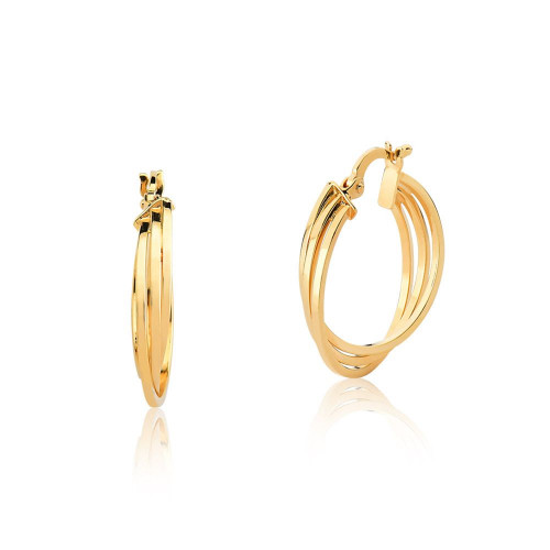 Brinco argola de ouro amarelo 18k 3 fios 