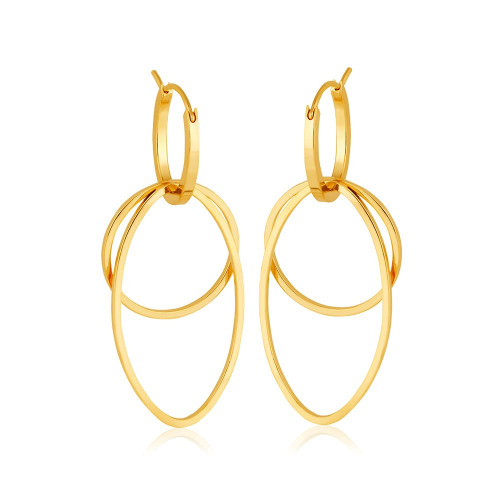 Brinco de ouro amarelo 18k com argolas