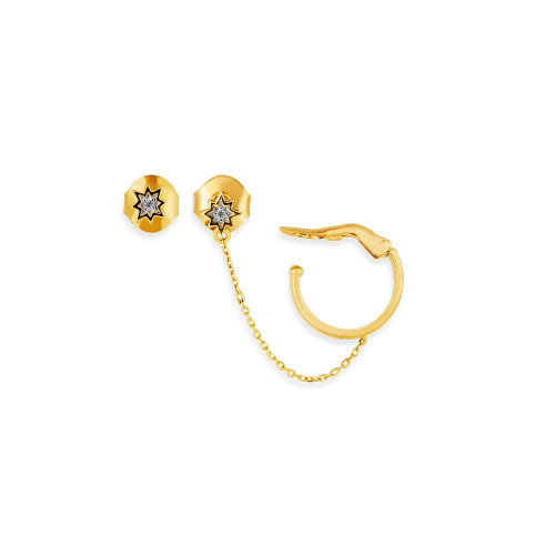 Brinco de ouro amarelos 18k com Diamantes