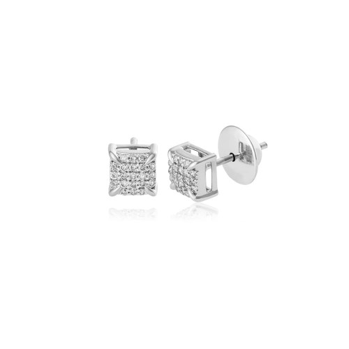 Brinco de ouro branco 18k com 0,16 ct de Diamantes