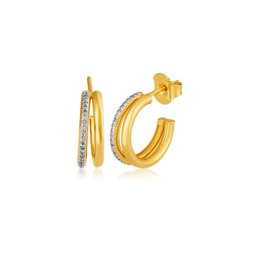 Brinco argola de ouro amarelo 18k com 0,18 ct de Diamantes