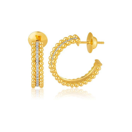 Brinco argola de ouro amarelo 18k com 0,19 ct de Diamantes