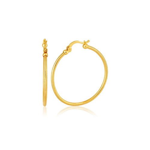 Brinco argola de ouro amarelo - Corda de violão - 18k