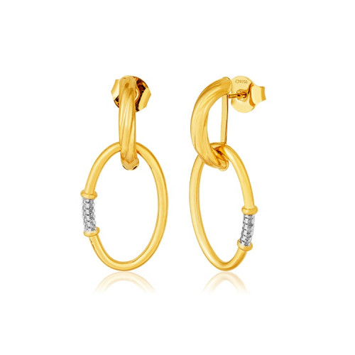 Brinco de ouro amarelo - Com Diamantes - 18k