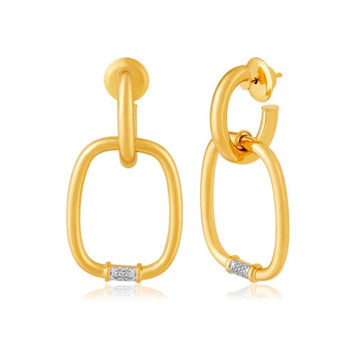 Brinco de ouro amarelo com Diamantes - 18k