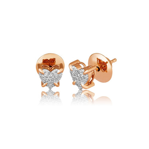 Brinco de ouro rosa - Com Diamantes - 18k