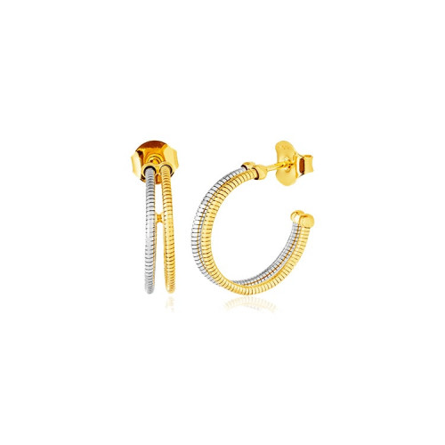 Brinco argola de ouro branco e amarelo 18K 