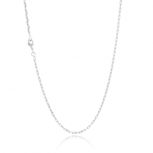 Corrente elo cadeado diamantada 45cm de ouro branco -18k