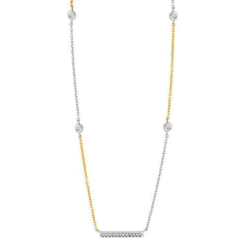 Gargantilha de ouro amarelo e branco 18k com 0,12 ct de Diamantes