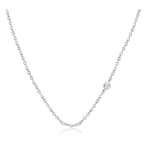 Corrente feminina de ouro branco 18k com diamante 70cm