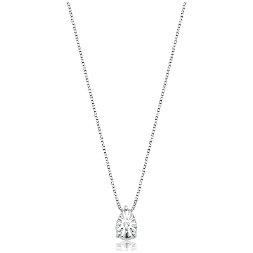 Gargantilha ouro branco 18k gota com diamante 