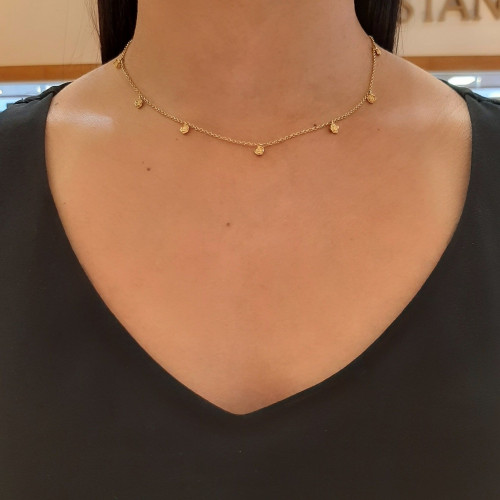 Gargantilha choker de ouro 18k rosinhas 