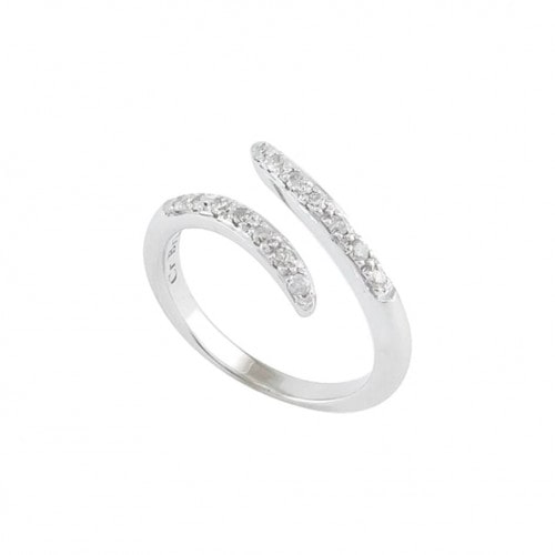 Anel de ouro branco 18k aberto com 0,15ct Diamantes