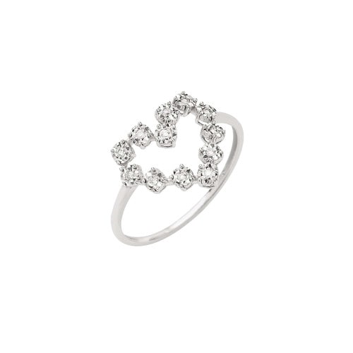 Anel de ouro branco 18k com  0,07 ct de Diamantes