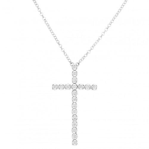 Gargantilha de ouro branco 18k com 0,10 ct de Diamantes 