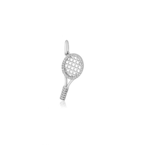 Pingente de ouro branco com Diamantes de Raquete  -18k 