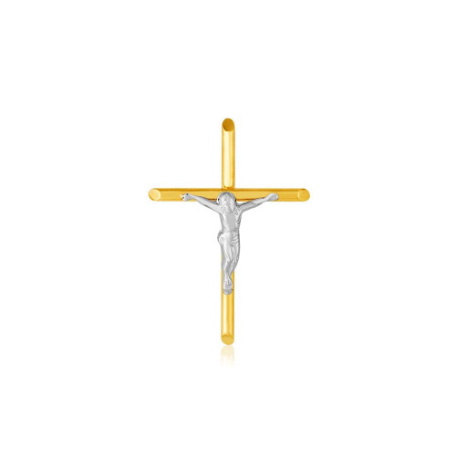 Pingente crucifixo de ouro 18k com Cristo em ouro branco