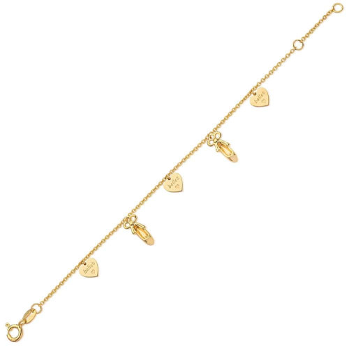 Pulseira infantil de sapatilha de ouro amarelo 18k