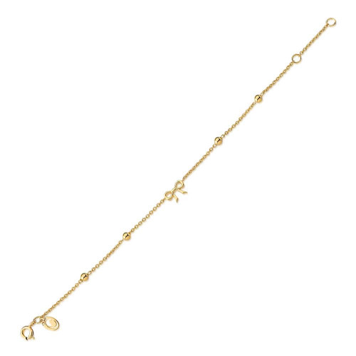 Pulseira infantil ouro 18k laço com bolinhas