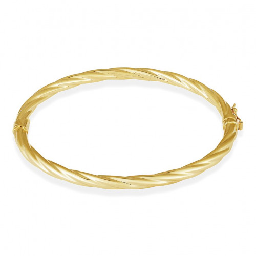 Pulseira rígida torcida de ouro amarelo 18k