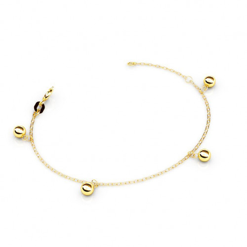 Pulseira infantil de ouro amarelo 18k com bolinhas 3 mm