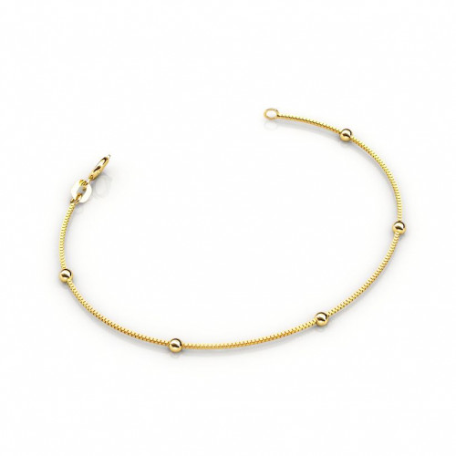 Pulseira infantil de ouro amarelo 18k com bolinhas