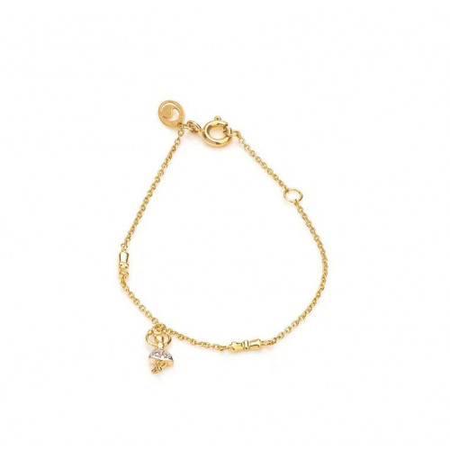 Pulseira de ouro 18k infantil bailarina com diamantes 