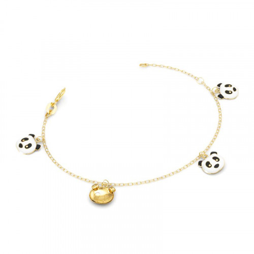 Pulseira infantil de ouro amarelo 18k panda esmaltado